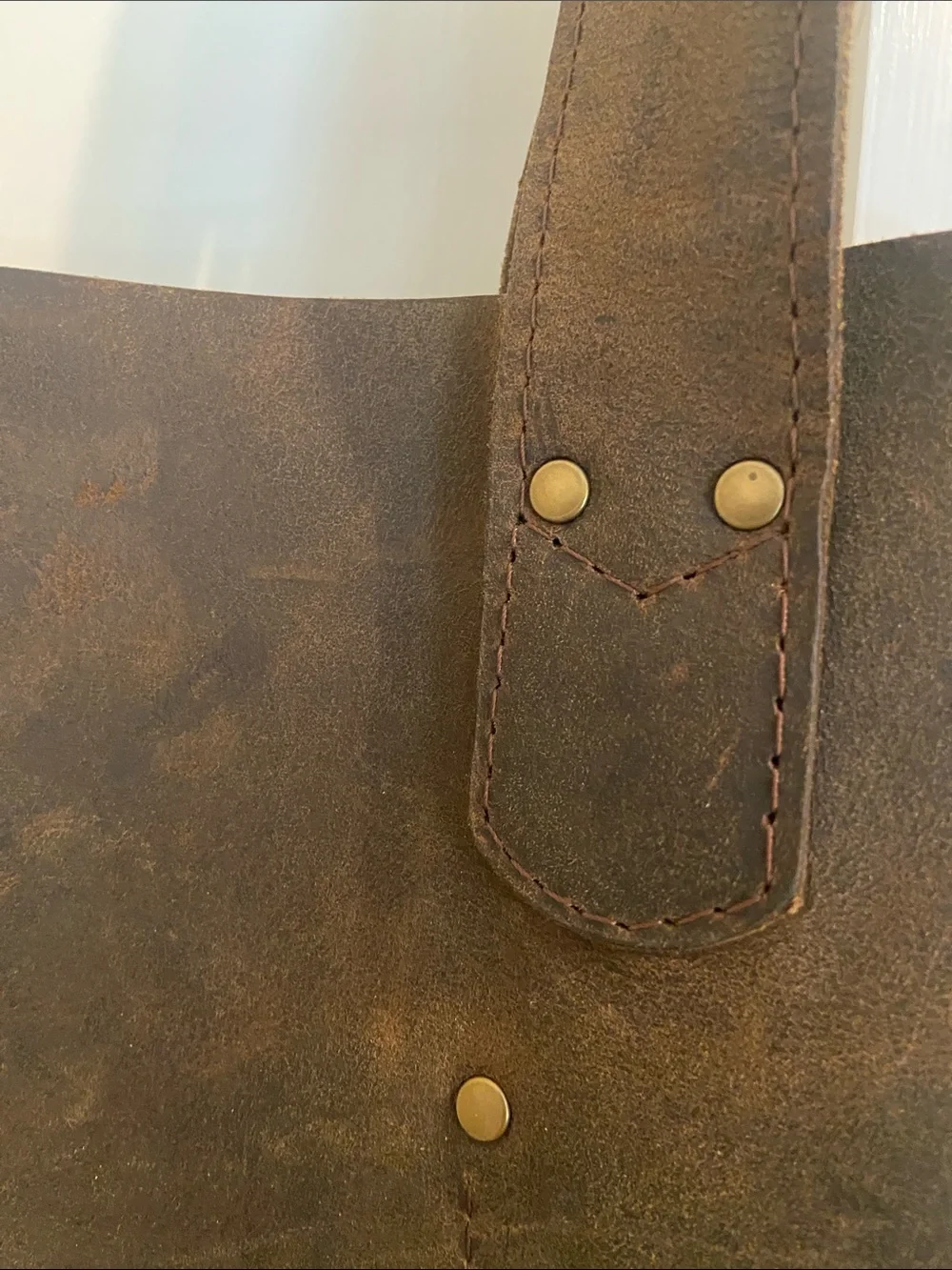NaNa Brown and Tan Two-Tone Leather Messenger Tote